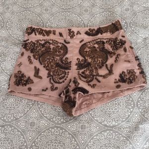 Beaded taupe shorts